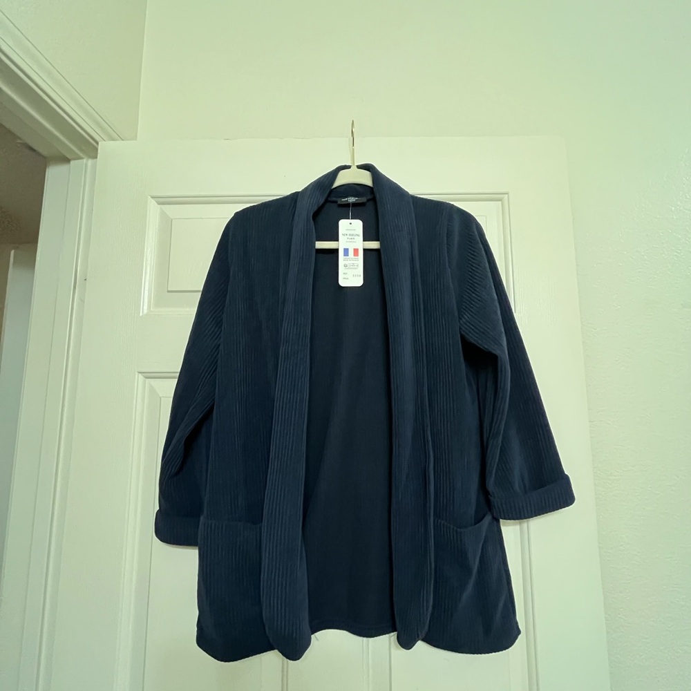 Navy Blue Open Front Cardigan